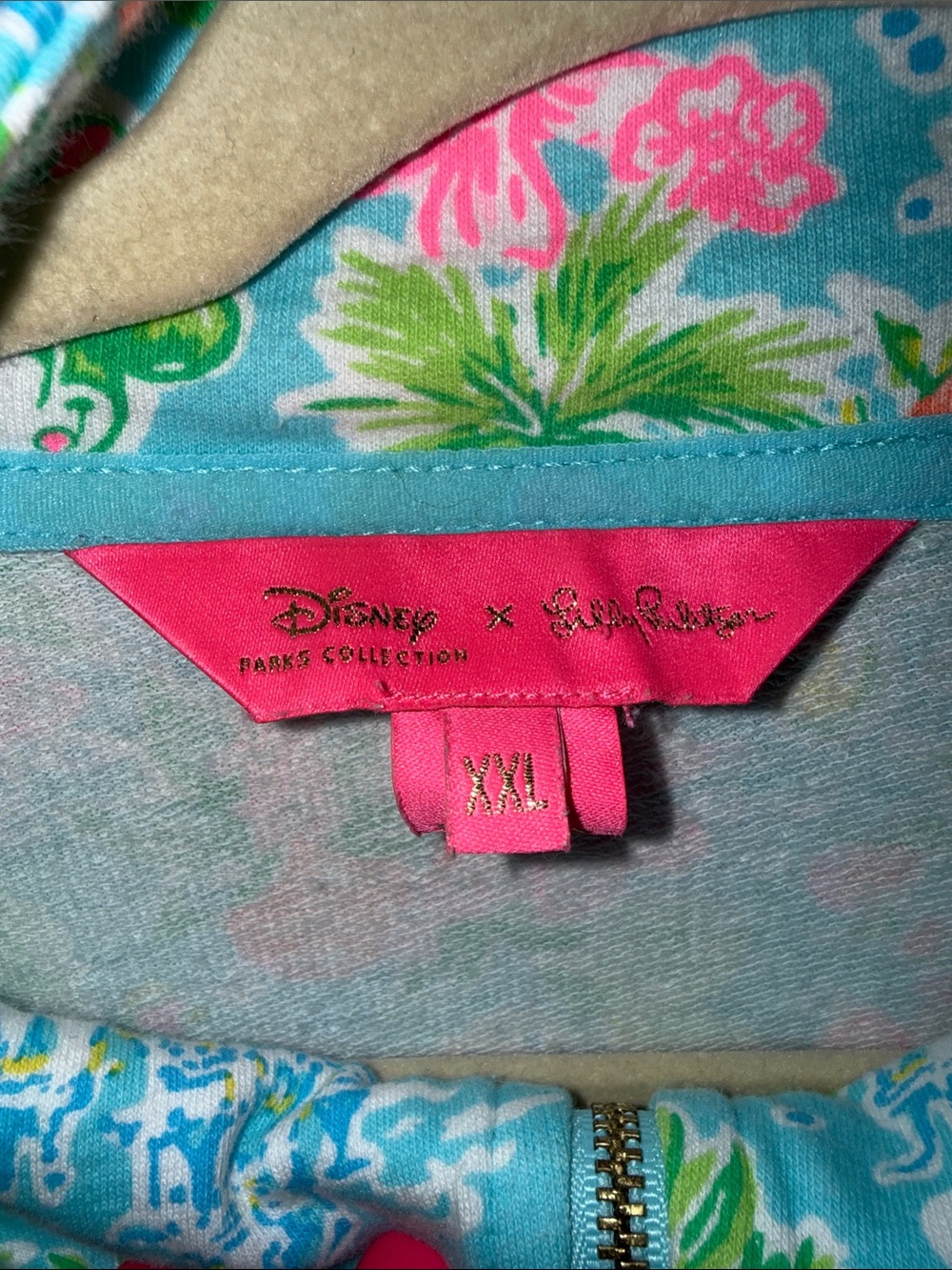 Lilly Pulitzer x Disney Light Blue Floral Half-Zip Pullover - Picture 6 of 6
